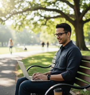 Mike winter am notebook Mike Winter am Notebook im Park